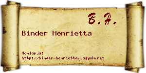 Binder Henrietta névjegykártya